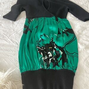 Black and Green Patterned Dress